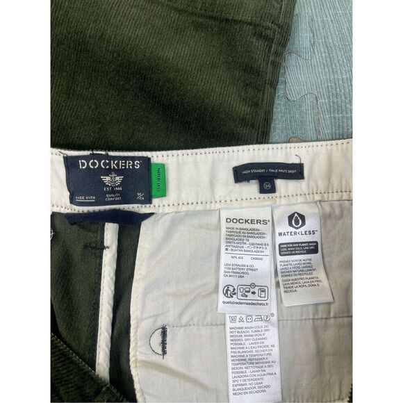 Dockers Original Khaki High Straight Pants Corduroy Green Pants 34R Women’s - Picture 7 of 10
